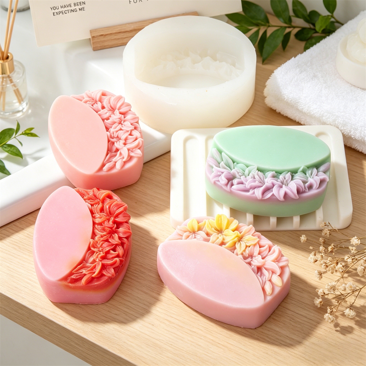 Soap Making Starter Kit - Half Flower Oval Silicone Soap Mold