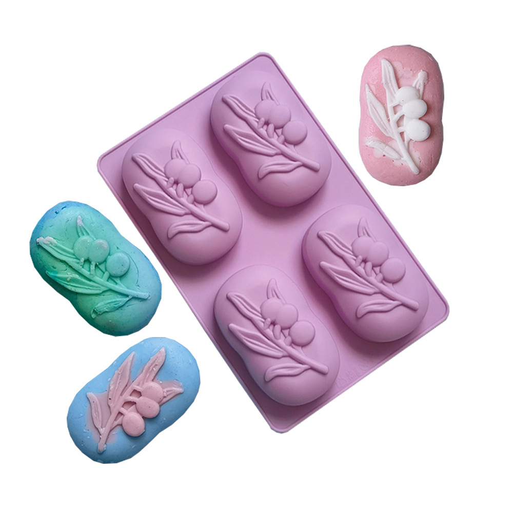 Soap Making Starter Kit - 4 Cavities Oval Olive Tree Silicone