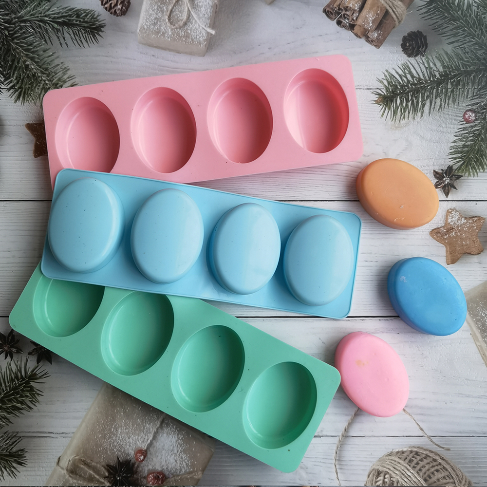 Silicone Soap Mold 4 Holes Ova - Soap Making Starter Kit 评论和价格