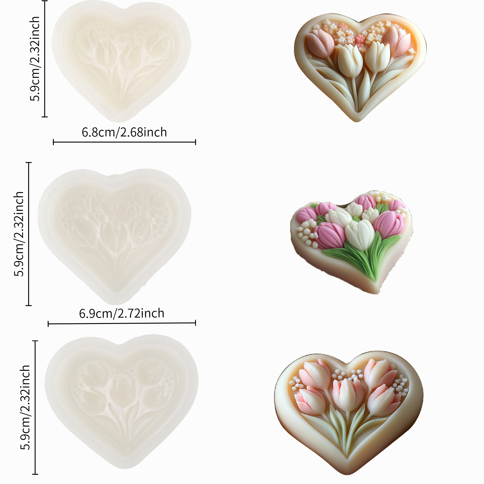 3D heart-shaped tulip silicone - Soap Making Starter Kit 评论和价格