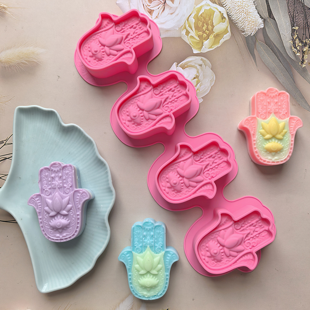 1pc 4-chamber palm soap mold s - Soap Making Starter Kit 评论和价格