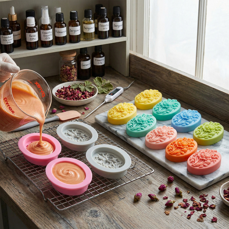 4 Silicone mold with flower sh - Melt Pour Soap Base 评论和价格
